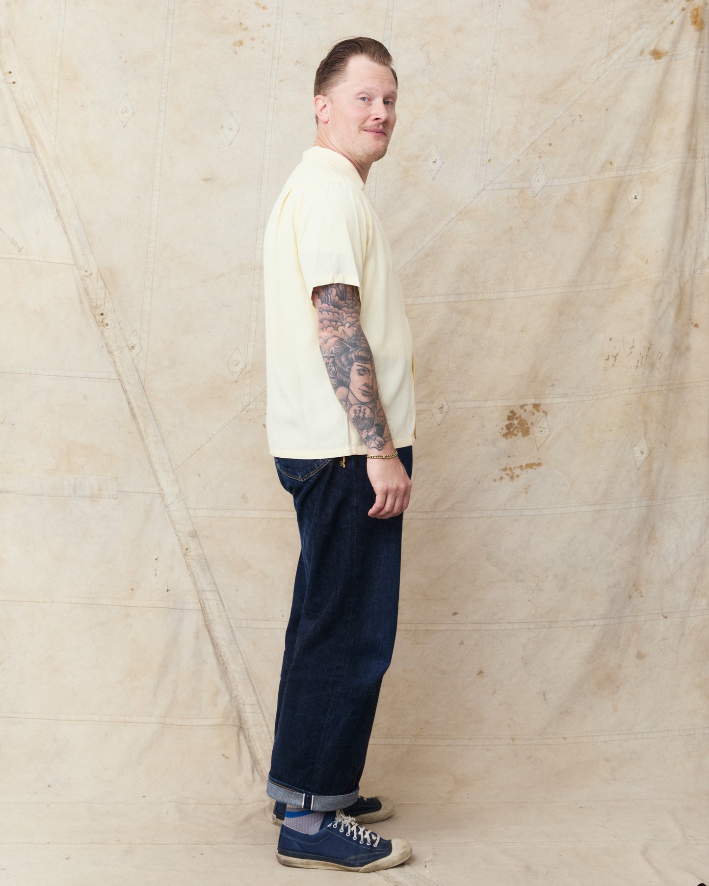 Style Eyes SE39455 105 Short Sleeve Rayon Bowling Shirt Off White