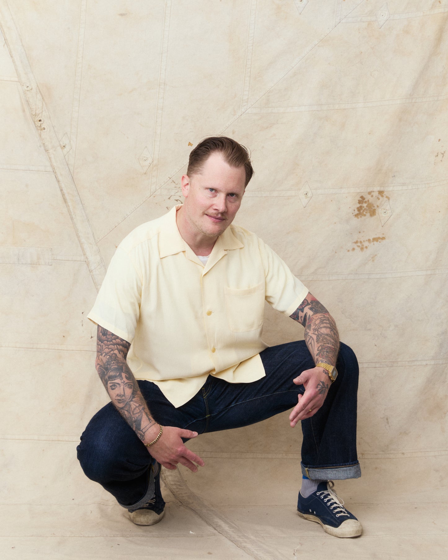 Style Eyes SE39455 105 Short Sleeve Rayon Bowling Shirt Off White
