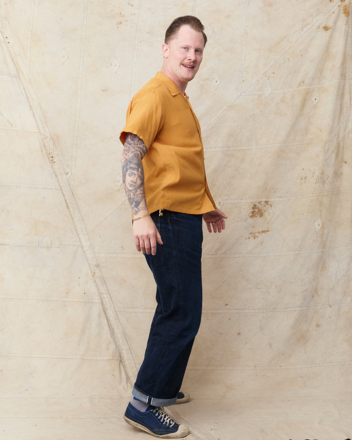 Style Eyes SE39455 159 Short Sleeve Rayon Bowling Shirt Orange