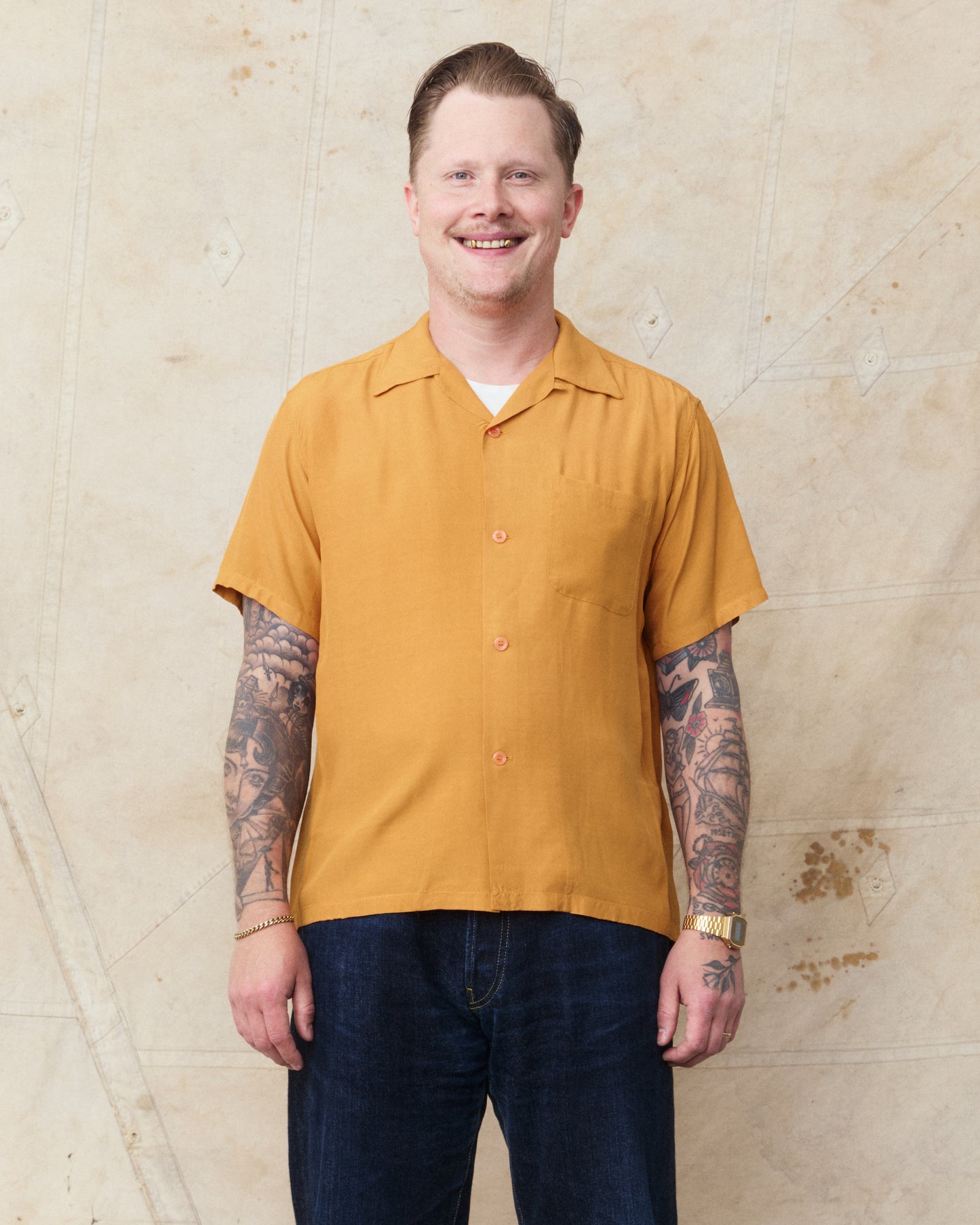 Style Eyes SE39455 159 Short Sleeve Rayon Bowling Shirt Orange