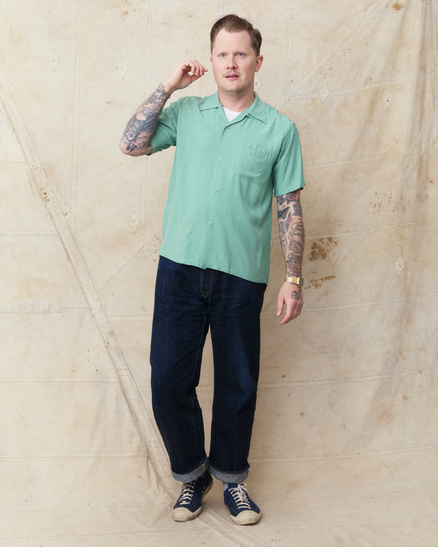 Style Eyes SE39455 141 Short Sleeve Rayon Bowling Shirt Mint Green