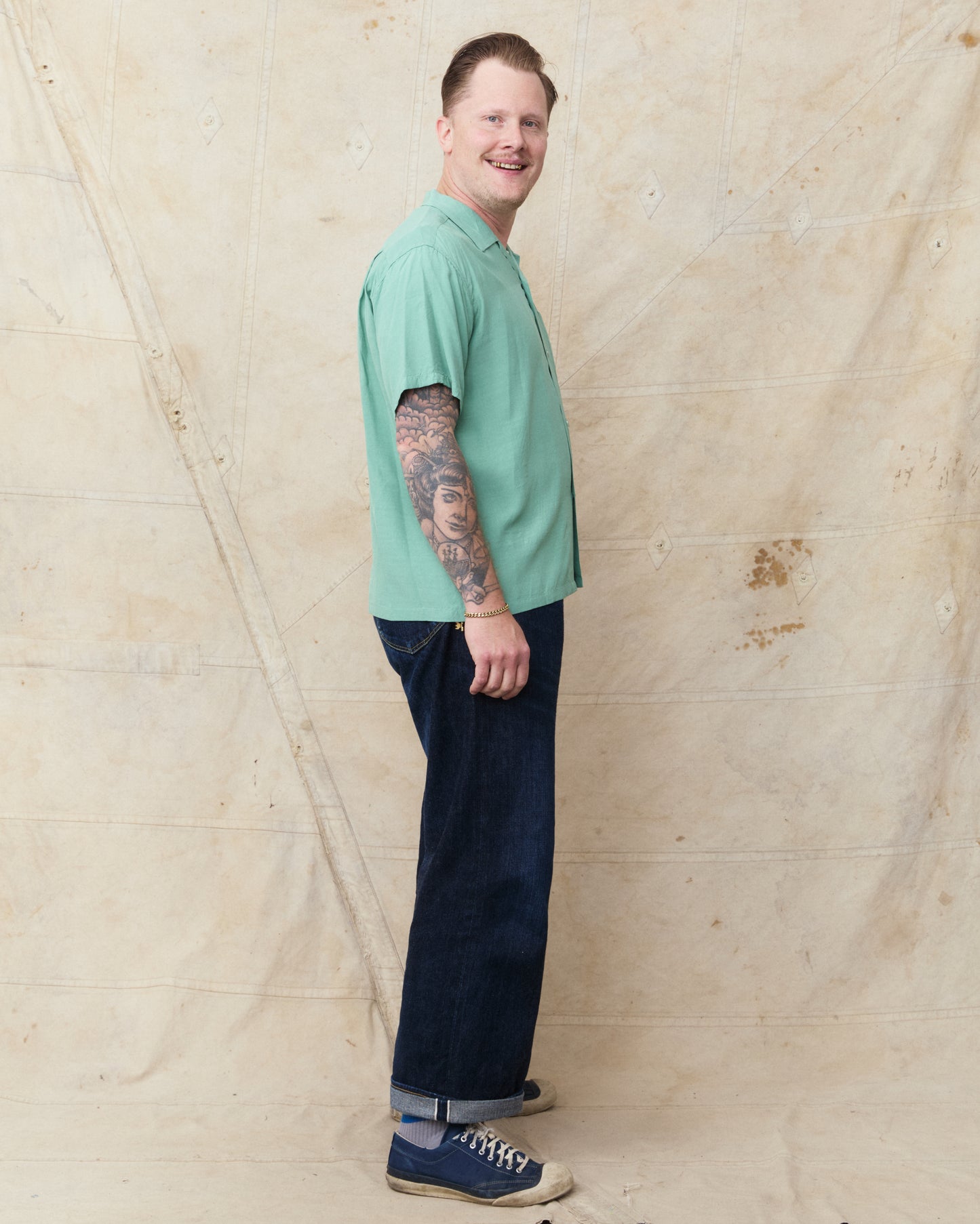 Style Eyes SE39455 141 Short Sleeve Rayon Bowling Shirt Mint Green