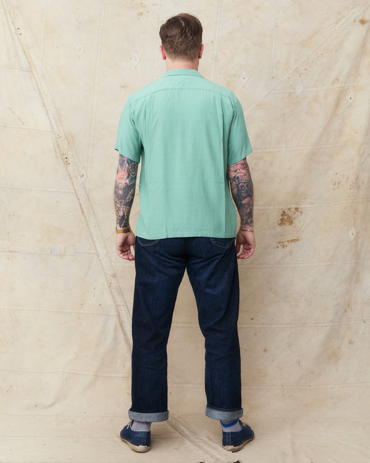 Style Eyes SE39455 141 Short Sleeve Rayon Bowling Shirt Mint Green