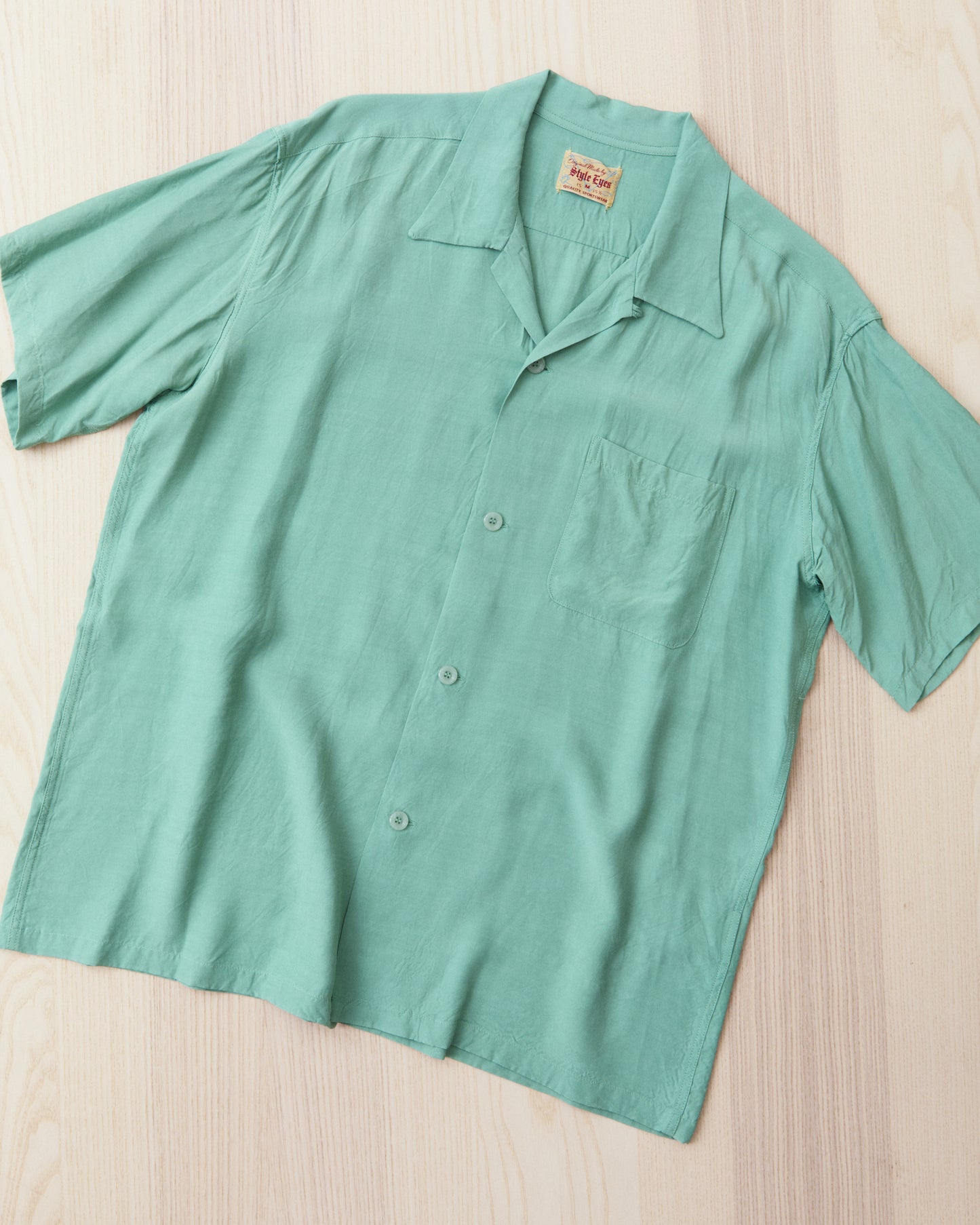 Style Eyes SE39455 141 Short Sleeve Rayon Bowling Shirt Mint Green