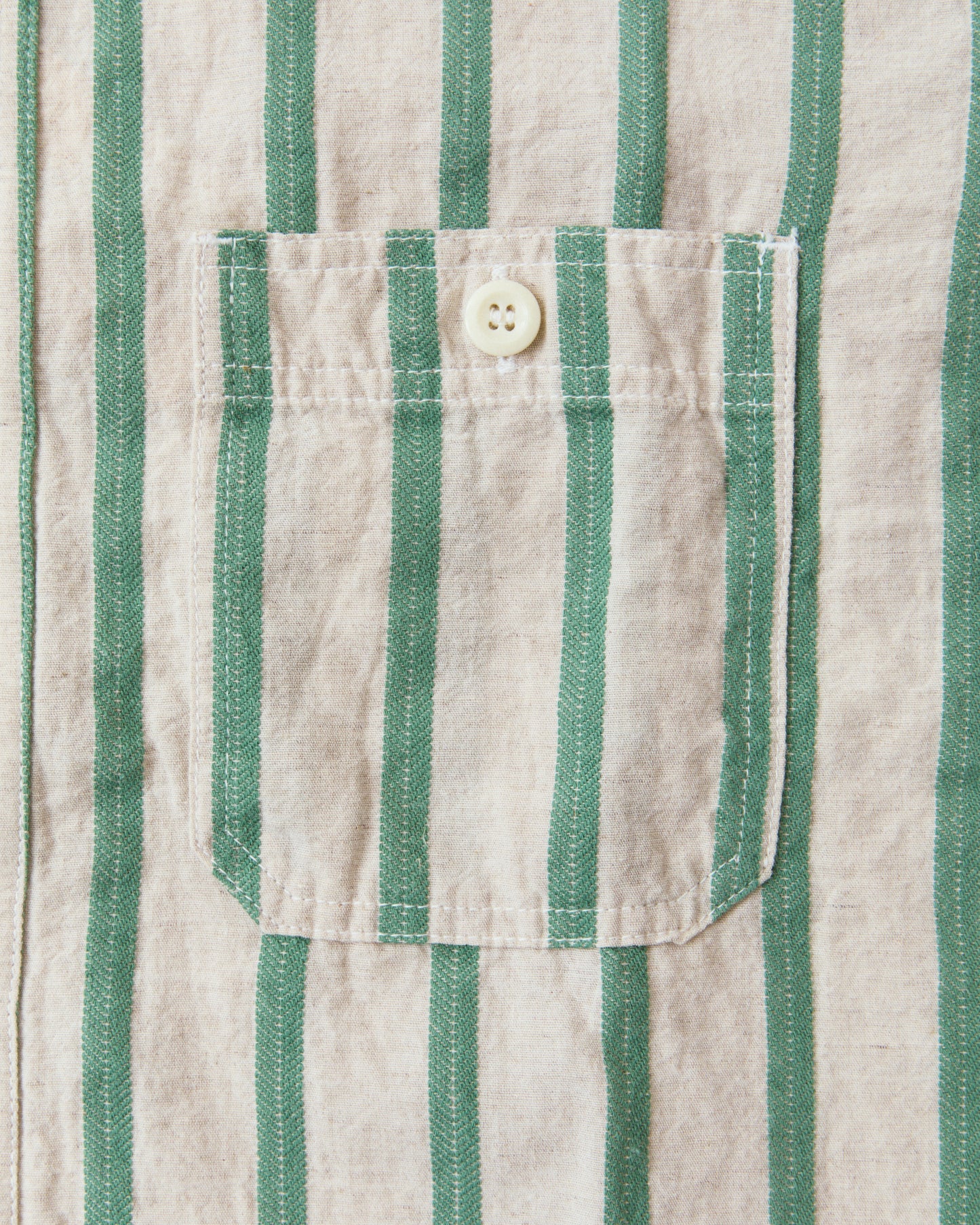 Sugar Cane & Co SC39727 Cotton/Linen Dobby Herringbone Short Sleeve Work Shirt Green