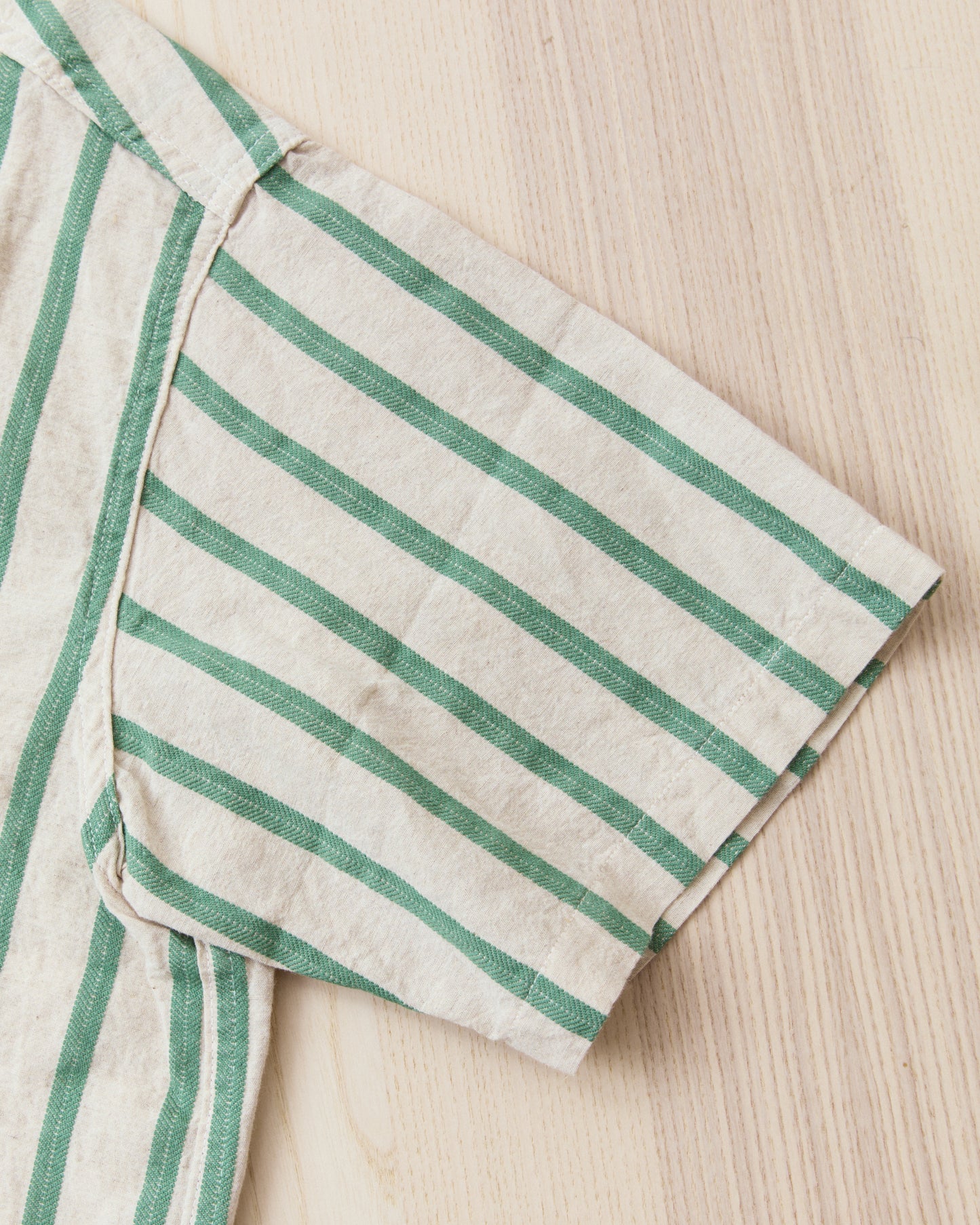 Sugar Cane & Co SC39727 Cotton/Linen Dobby Herringbone Short Sleeve Work Shirt Green