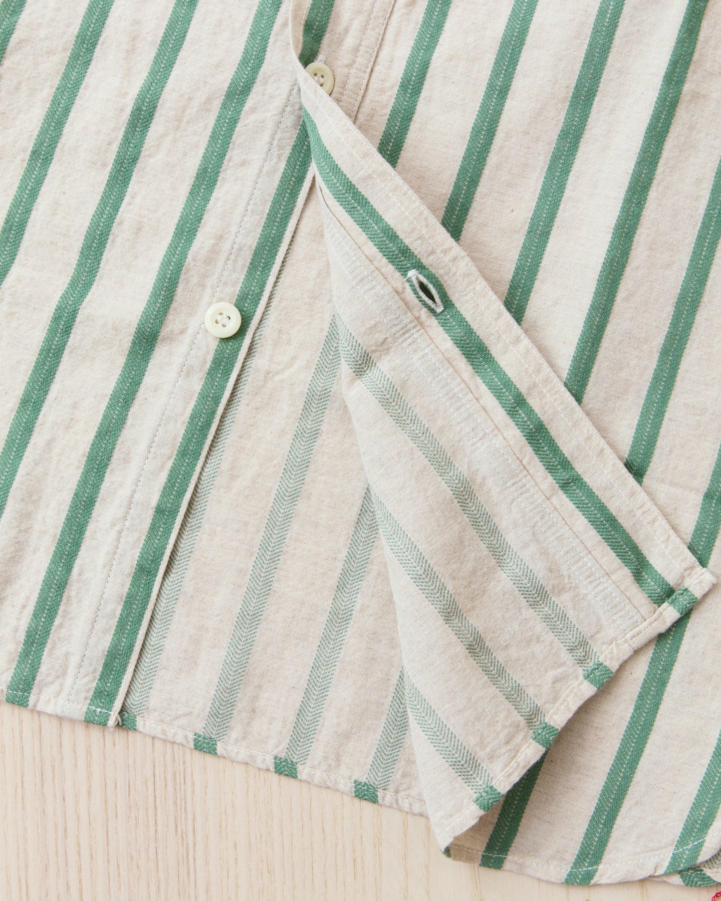 Sugar Cane & Co SC39727 Cotton/Linen Dobby Herringbone Short Sleeve Work Shirt Green