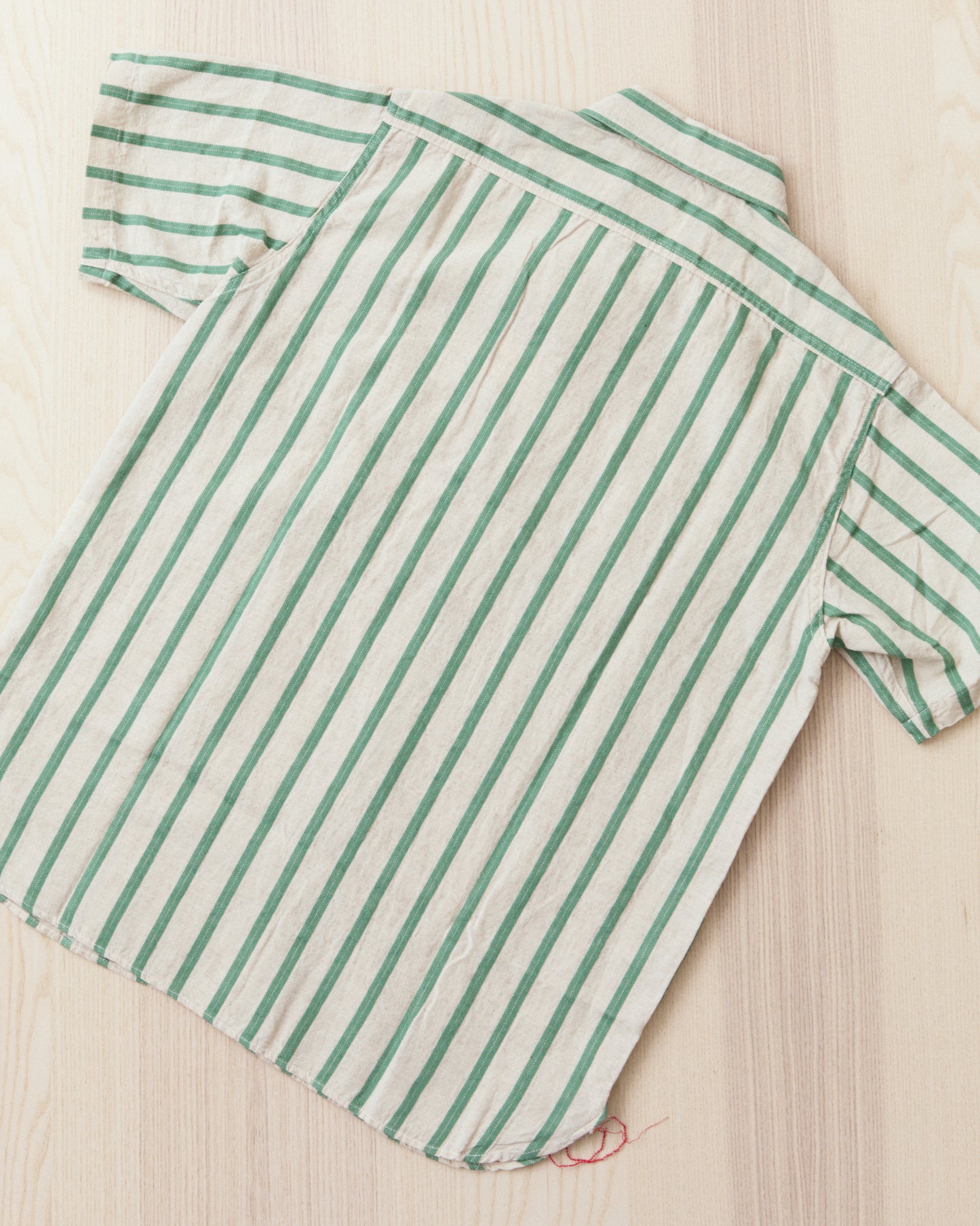 Sugar Cane & Co SC39727 Cotton/Linen Dobby Herringbone Short Sleeve Work Shirt Green