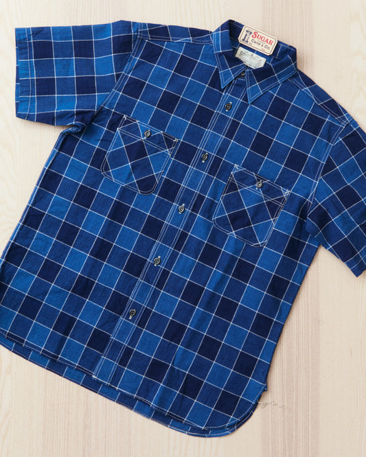 Sugar Cane & Co SC39733 Fiction Romance 5oz Indigo Check Work Shirt