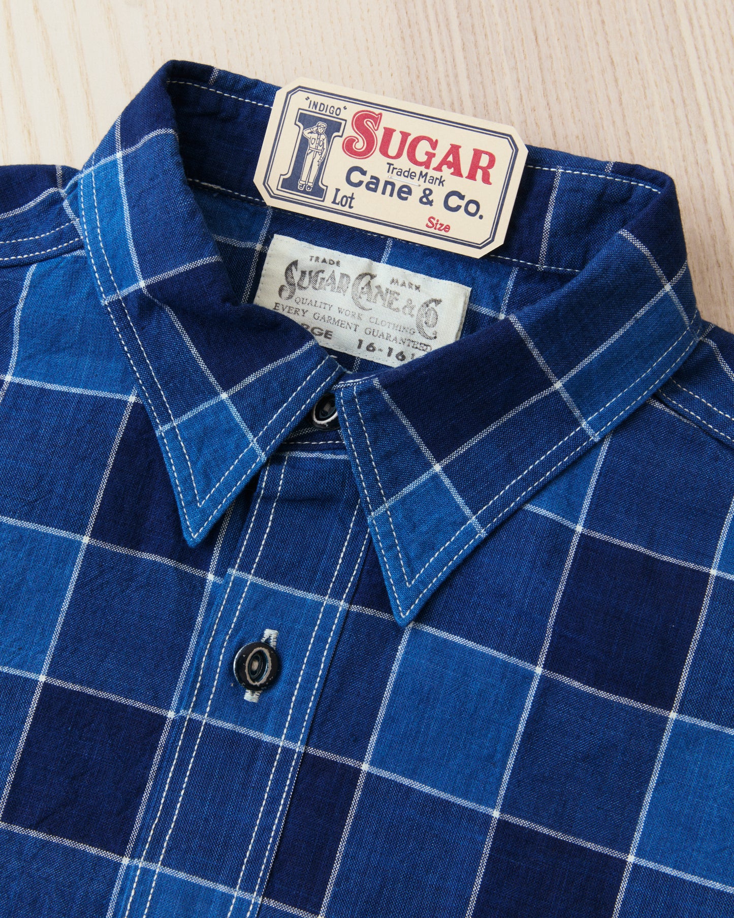 Sugar Cane & Co SC39733 Fiction Romance 5oz Indigo Check Work Shirt