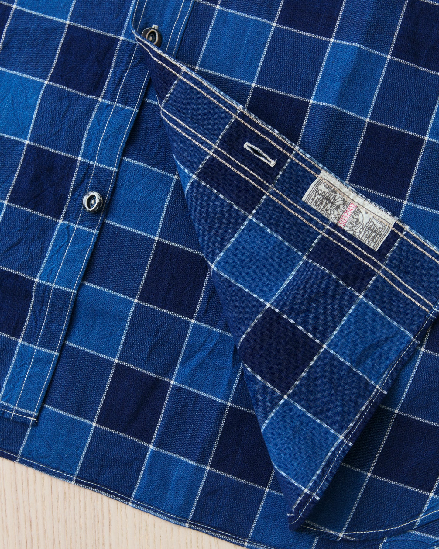 Sugar Cane & Co SC39733 Fiction Romance 5oz Indigo Check Work Shirt