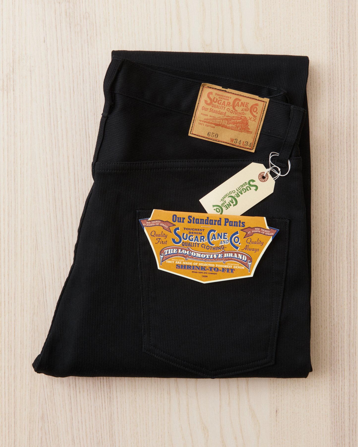Sugar Cane & Co. SC42650 11oz. Cotton Pique Zipper Fly Jeans Black