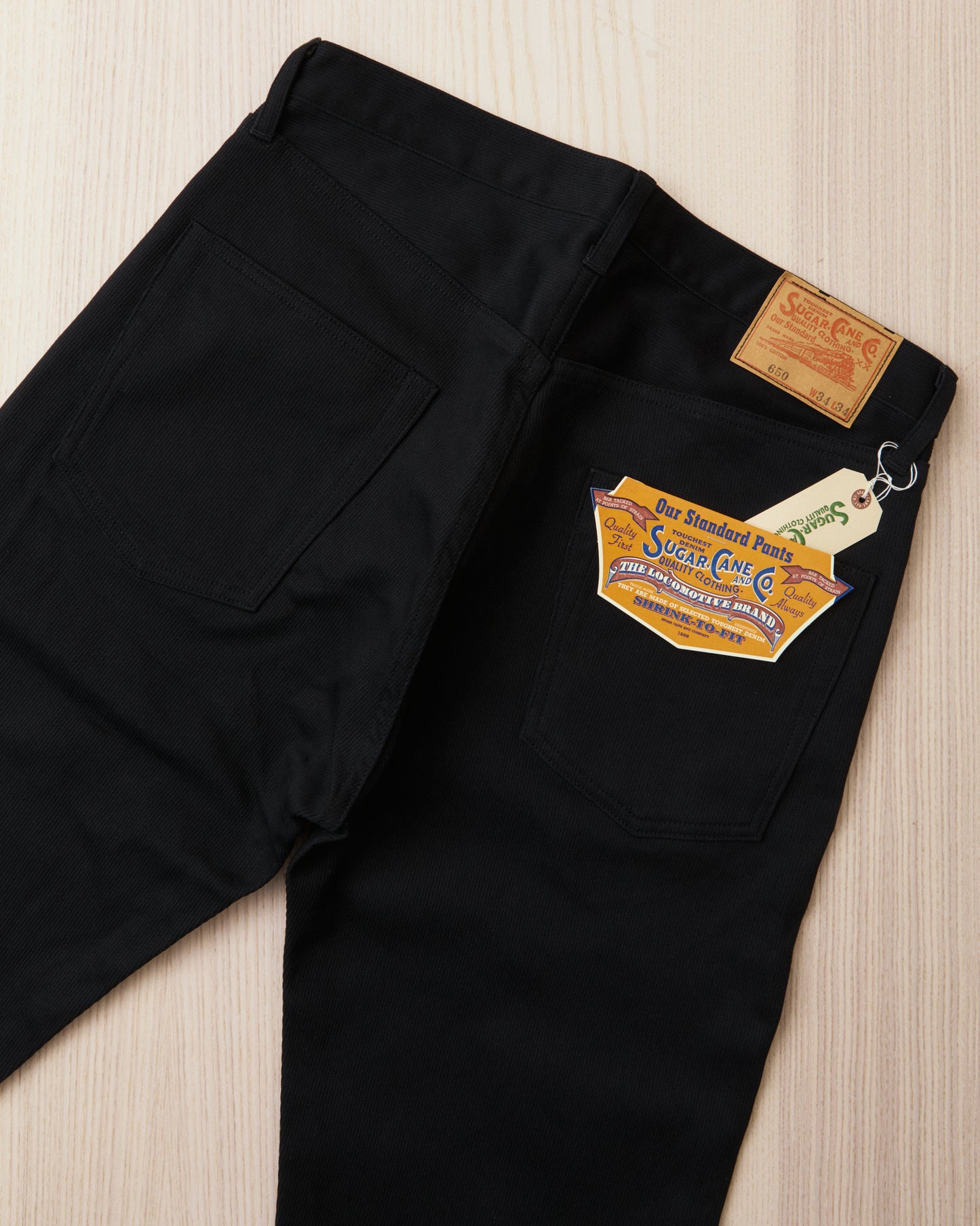Sugar Cane & Co. SC42650 11oz. Cotton Pique Zipper Fly Jeans Black