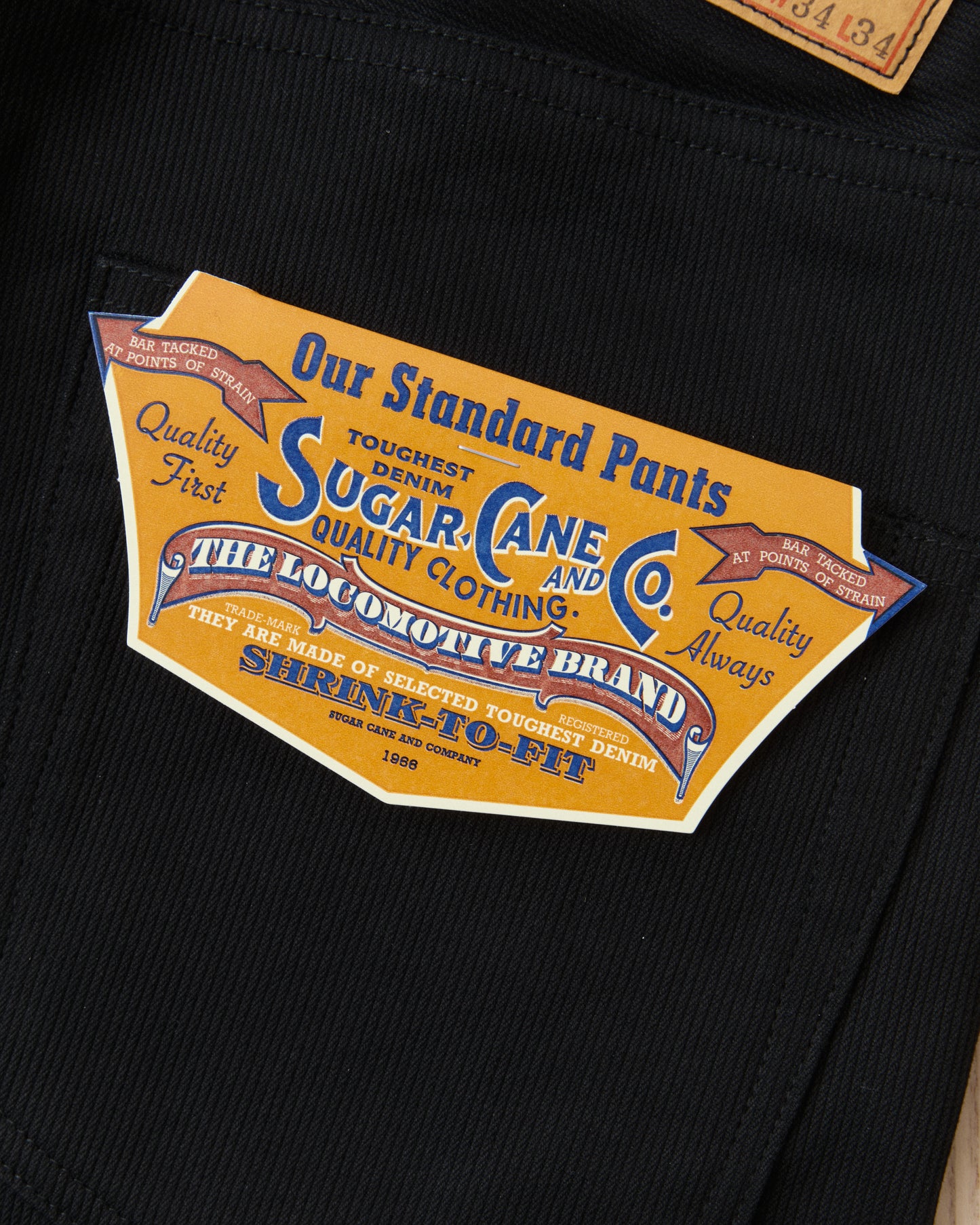 Sugar Cane & Co. SC42650 11oz. Cotton Pique Zipper Fly Jeans Black