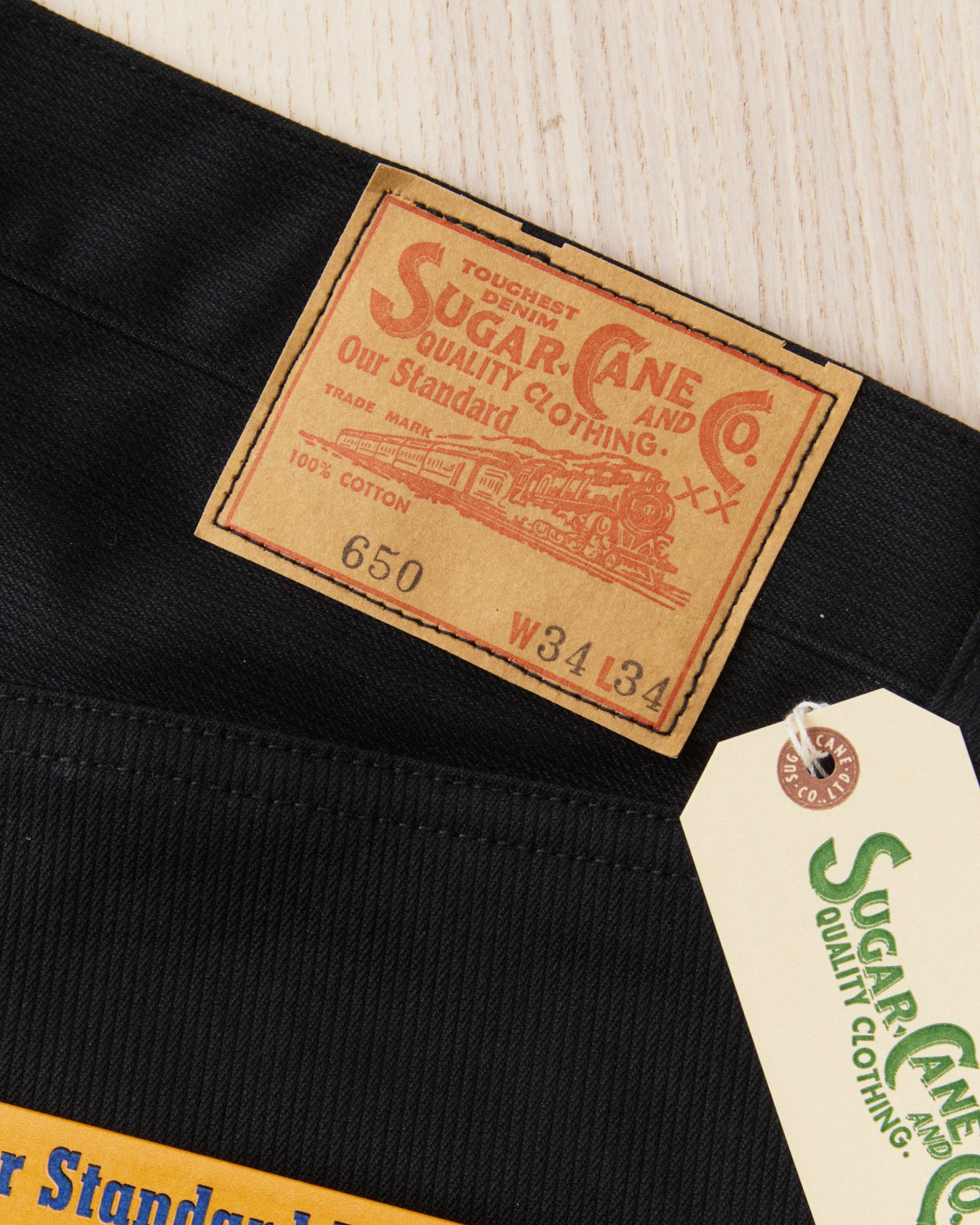 Sugar Cane & Co. SC42650 11oz. Cotton Pique Zipper Fly Jeans Black