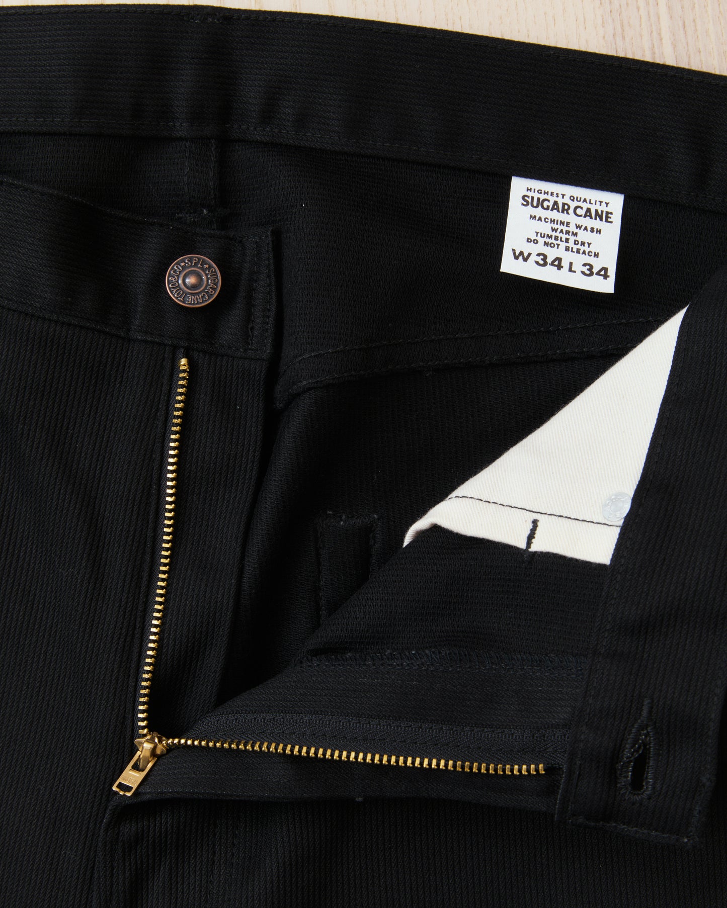 Sugar Cane & Co. SC42650 11oz. Cotton Pique Zipper Fly Jeans Black