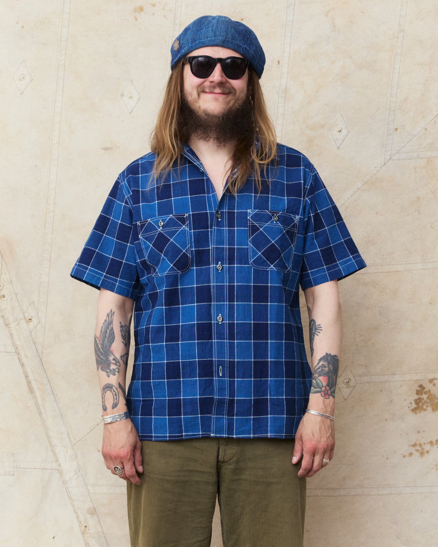 Sugar Cane & Co SC39733 Fiction Romance 5oz Indigo Check Work Shirt