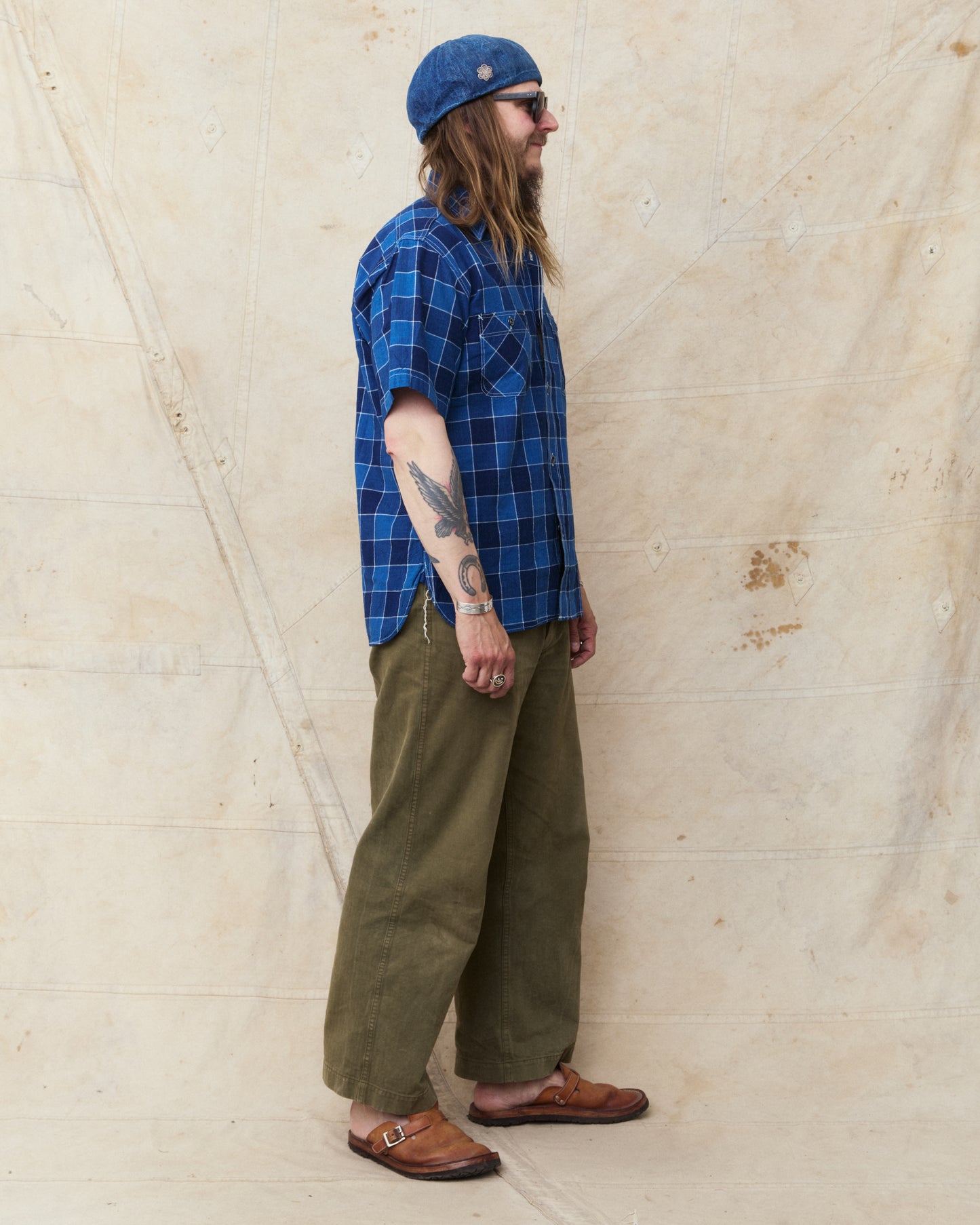 Sugar Cane & Co SC39733 Fiction Romance 5oz Indigo Check Work Shirt