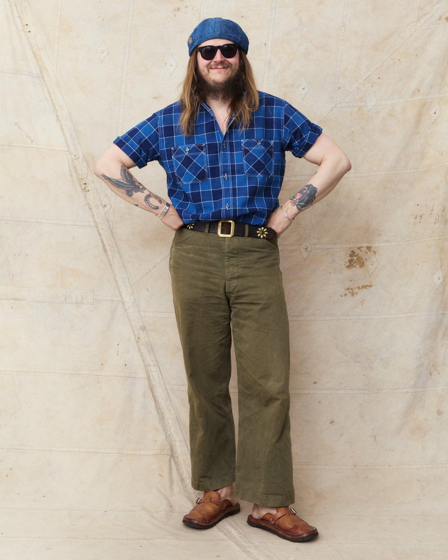 Sugar Cane & Co SC39733 Fiction Romance 5oz Indigo Check Work Shirt