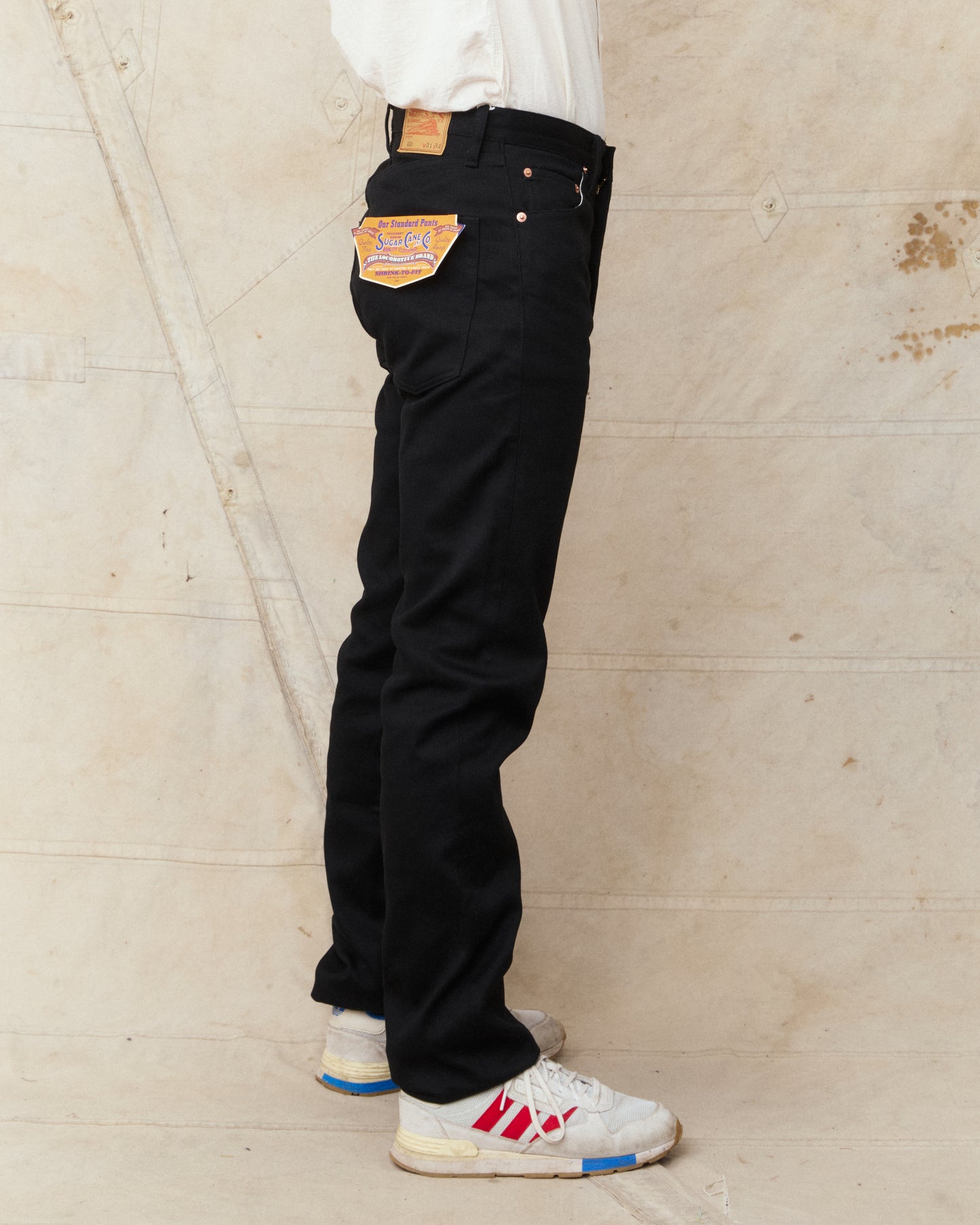 Sugar Cane & Co. SC42650 11oz. Cotton Pique Zipper Fly Jeans Black