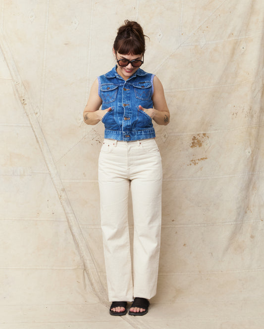 Indigofera Roslyn Women's Jeans Uneven Broken Twill Ecru