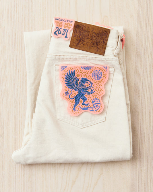 Indigofera Roslyn Women's Jeans Uneven Broken Twill Ecru