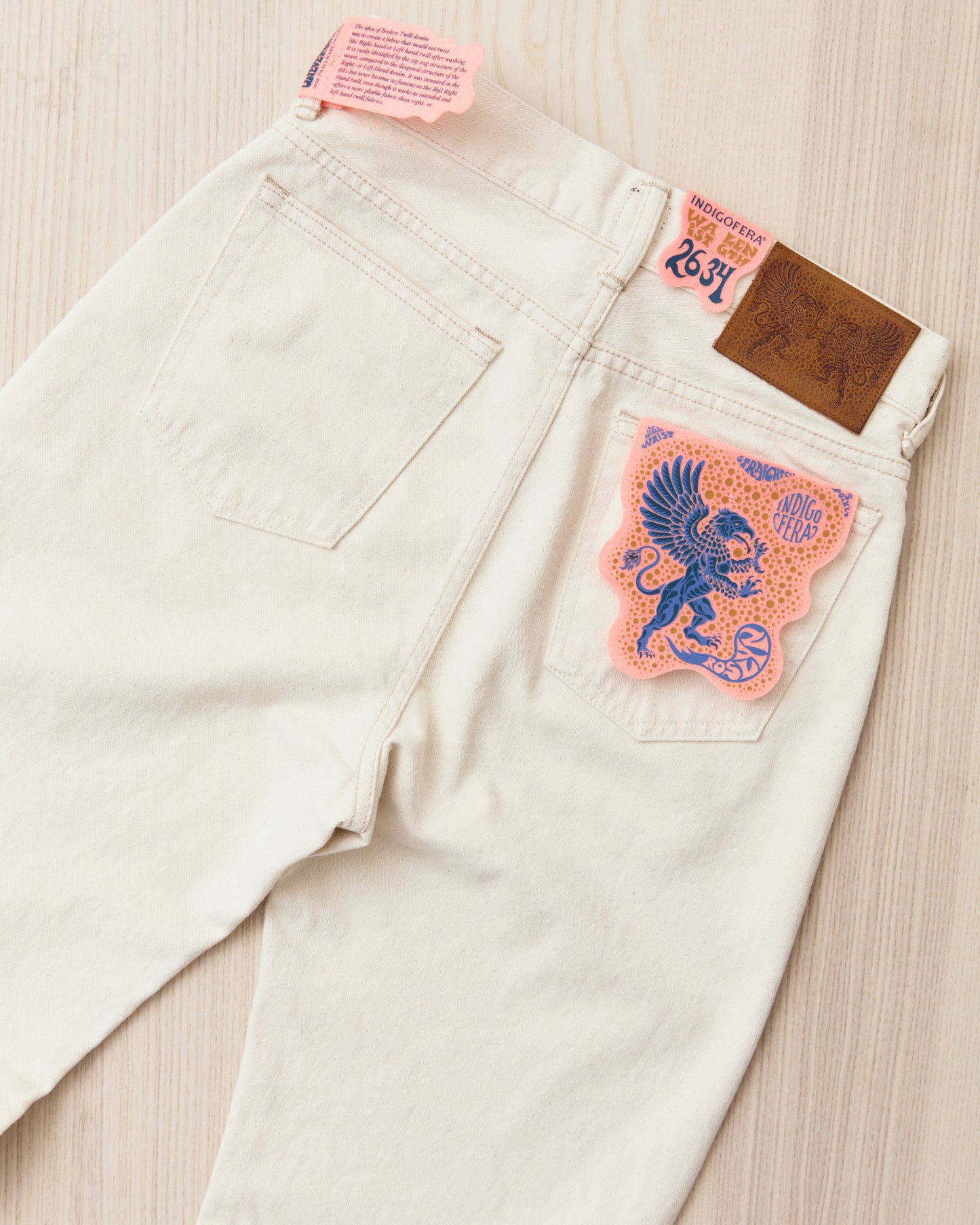 Indigofera Roslyn Women's Jeans Uneven Broken Twill Ecru