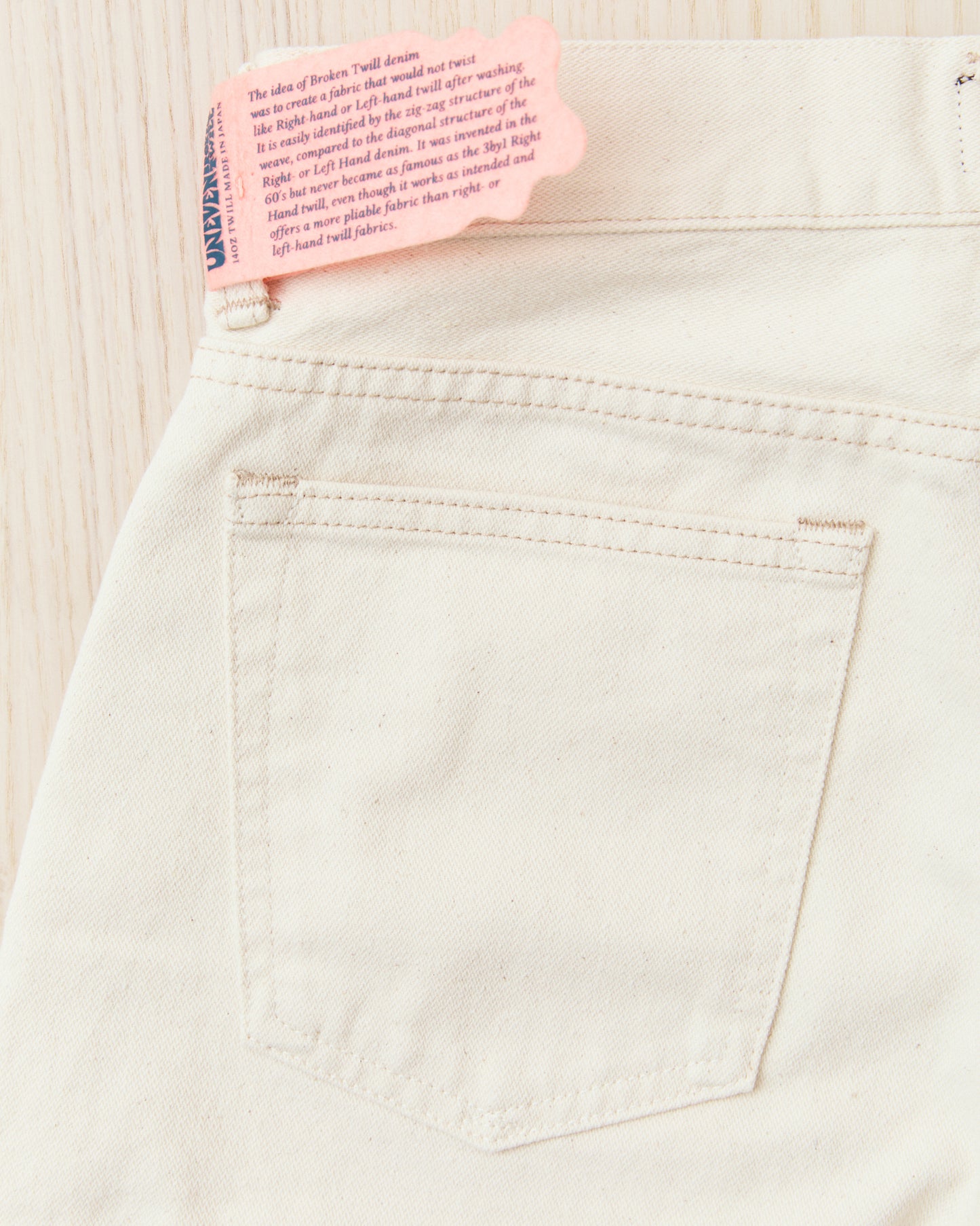 Indigofera Roslyn Women's Jeans Uneven Broken Twill Ecru