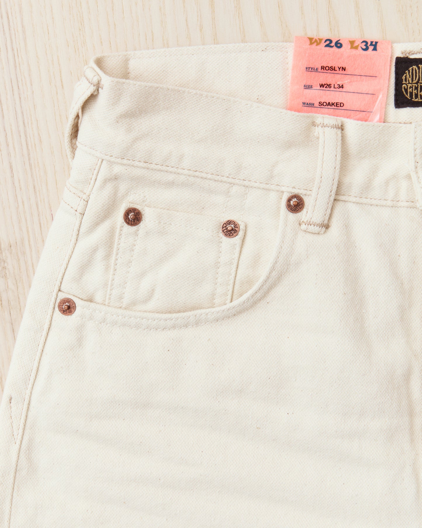 Indigofera Roslyn Women's Jeans Uneven Broken Twill Ecru