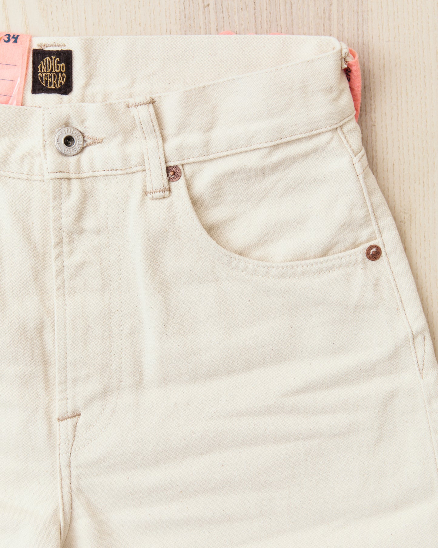 Indigofera Roslyn Women's Jeans Uneven Broken Twill Ecru