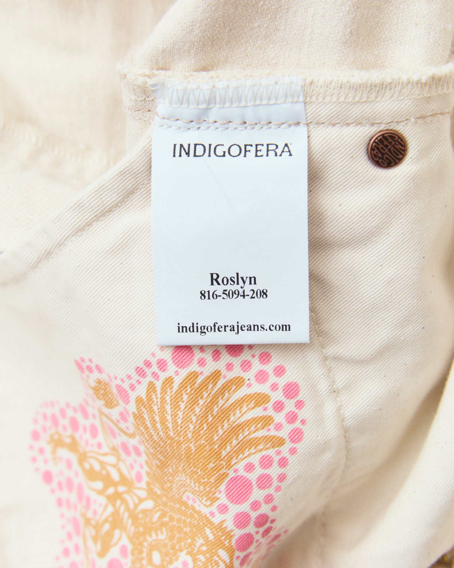 Indigofera Roslyn Women's Jeans Uneven Broken Twill Ecru