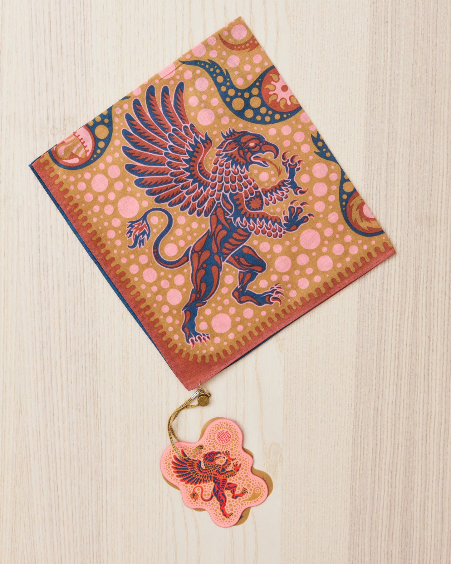 Indigofera Gryphon Bandana Pink / Beige