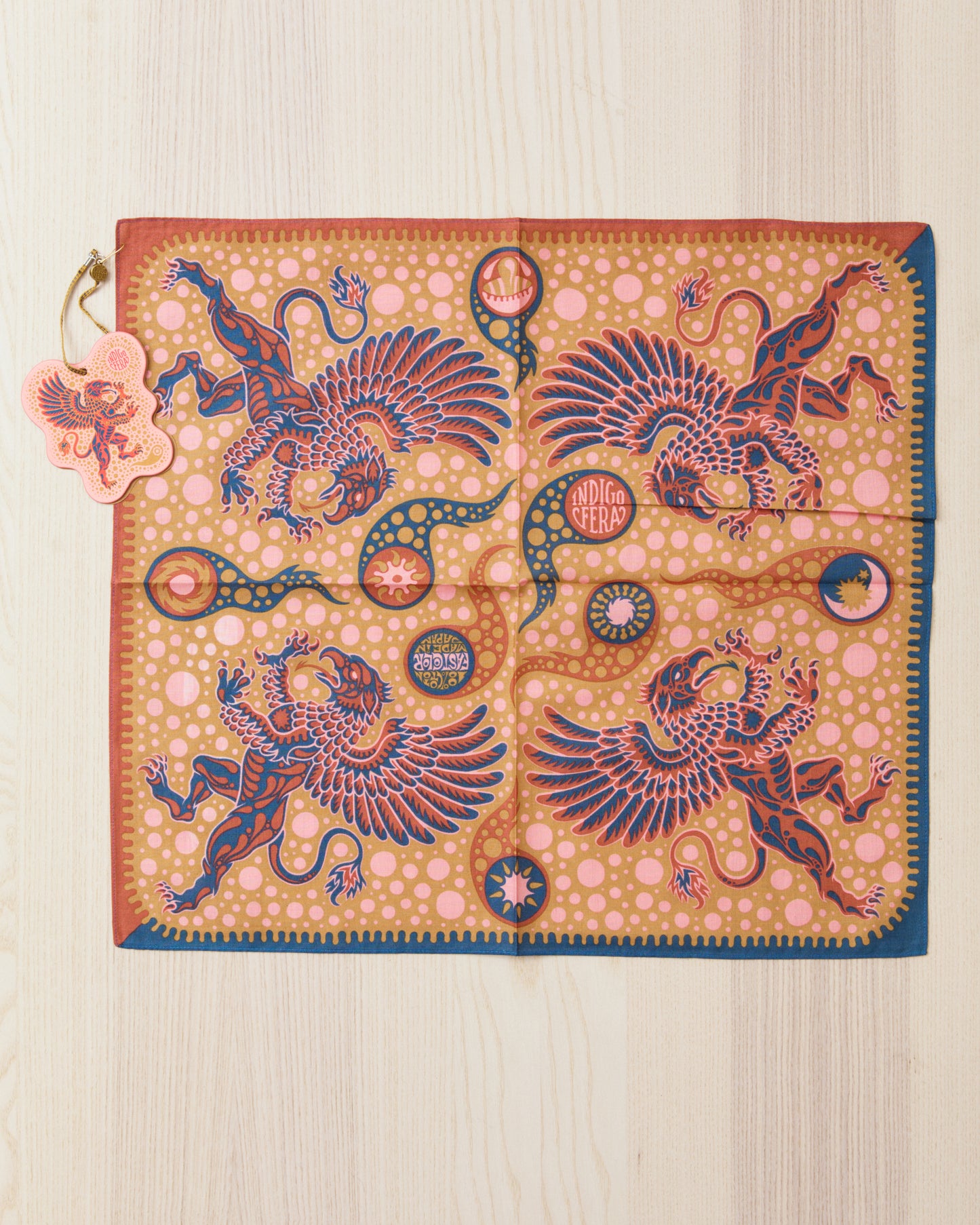 Indigofera Gryphon Bandana Pink / Beige