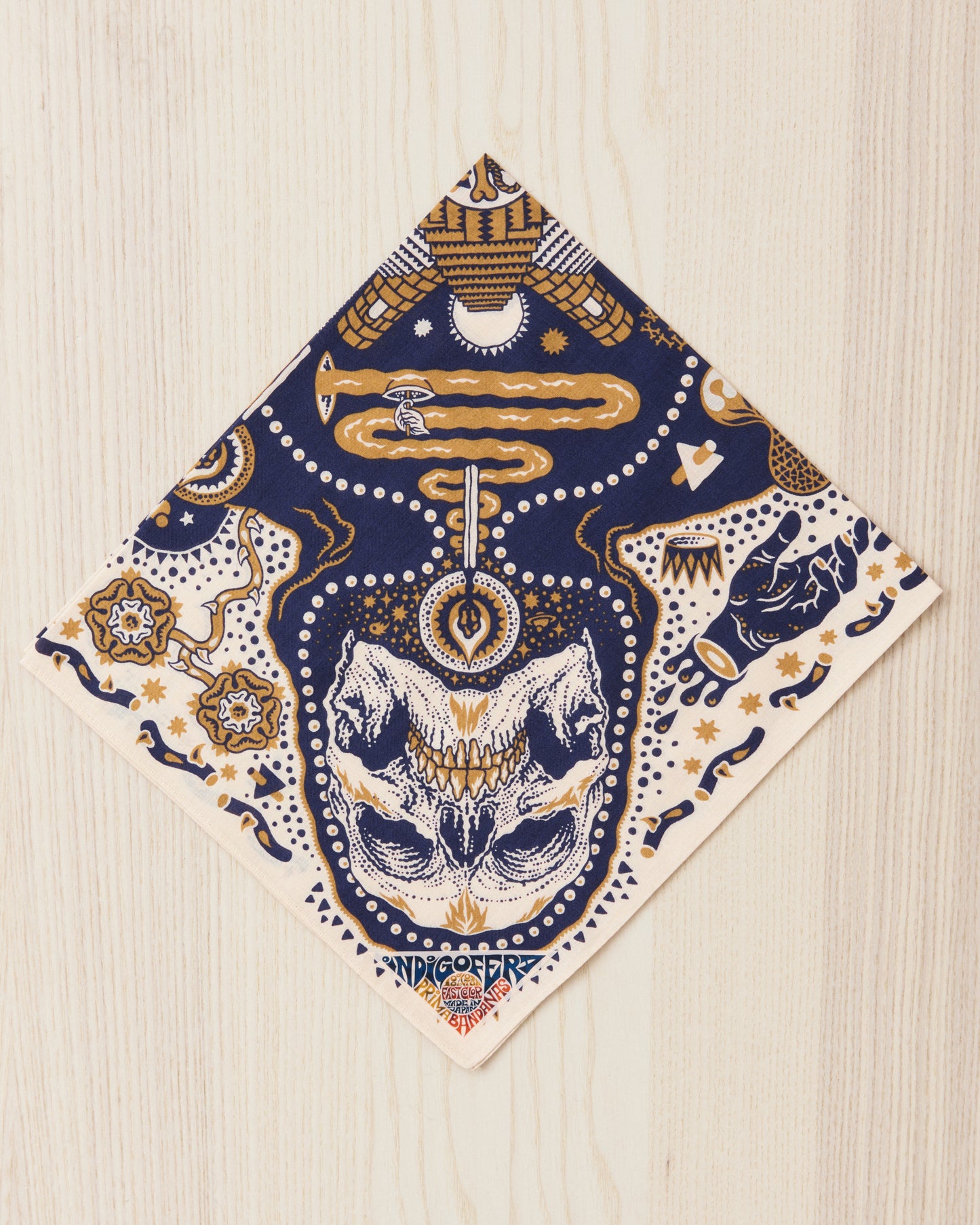 Indigofera Tarot XIII  Bandana Offwhite / Blue