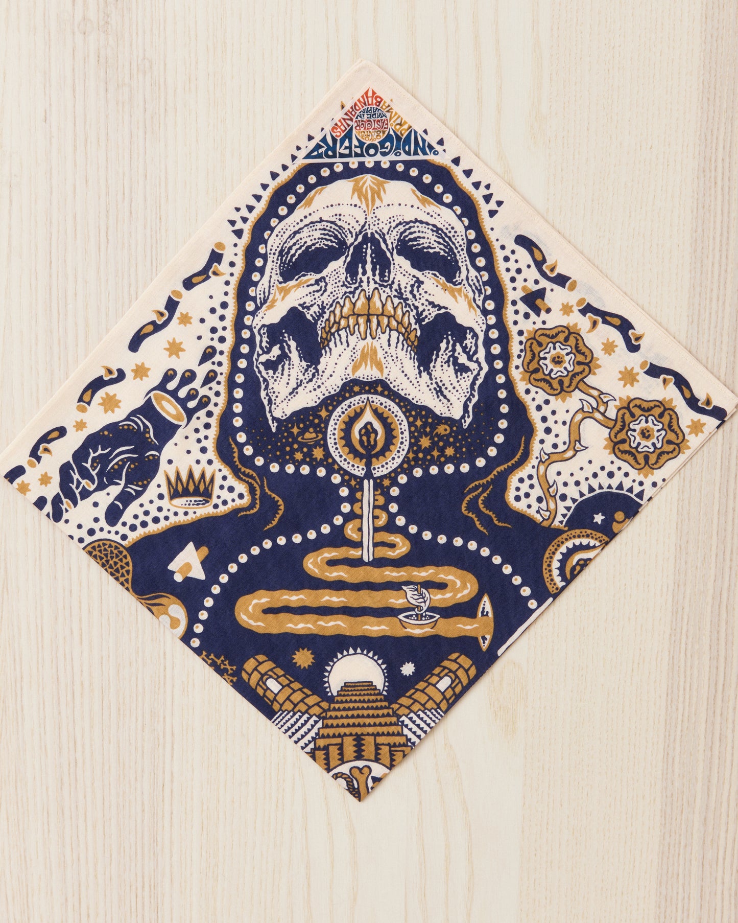 Indigofera Tarot XIII  Bandana Offwhite / Blue