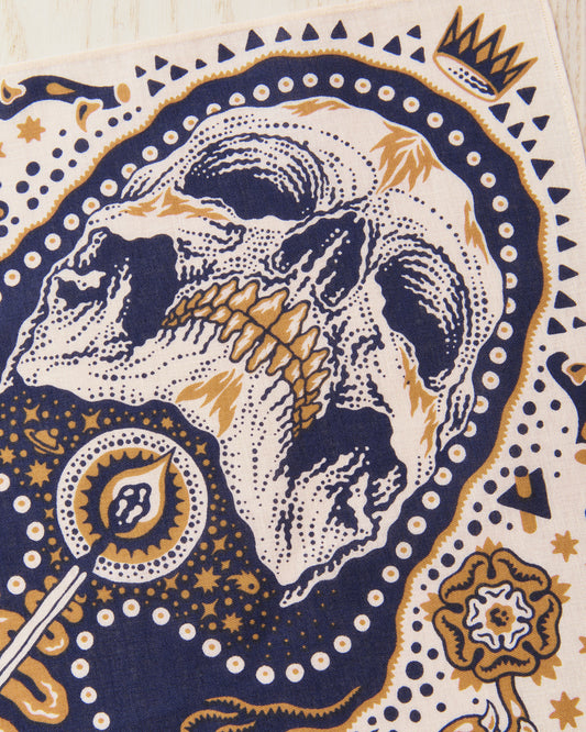 Indigofera Tarot XIII  Bandana Offwhite / Blue