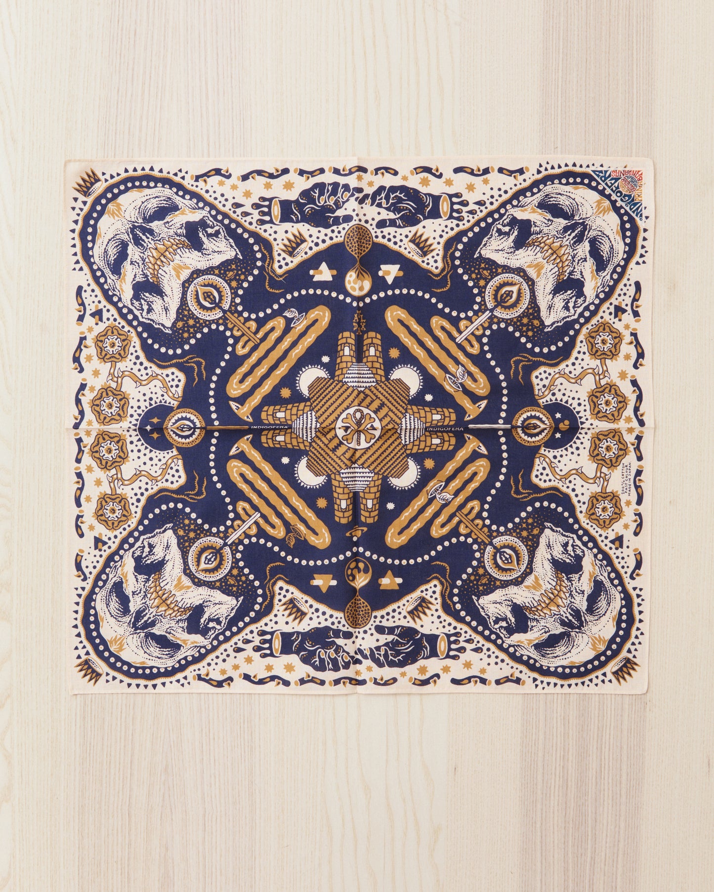 Indigofera Tarot XIII  Bandana Offwhite / Blue
