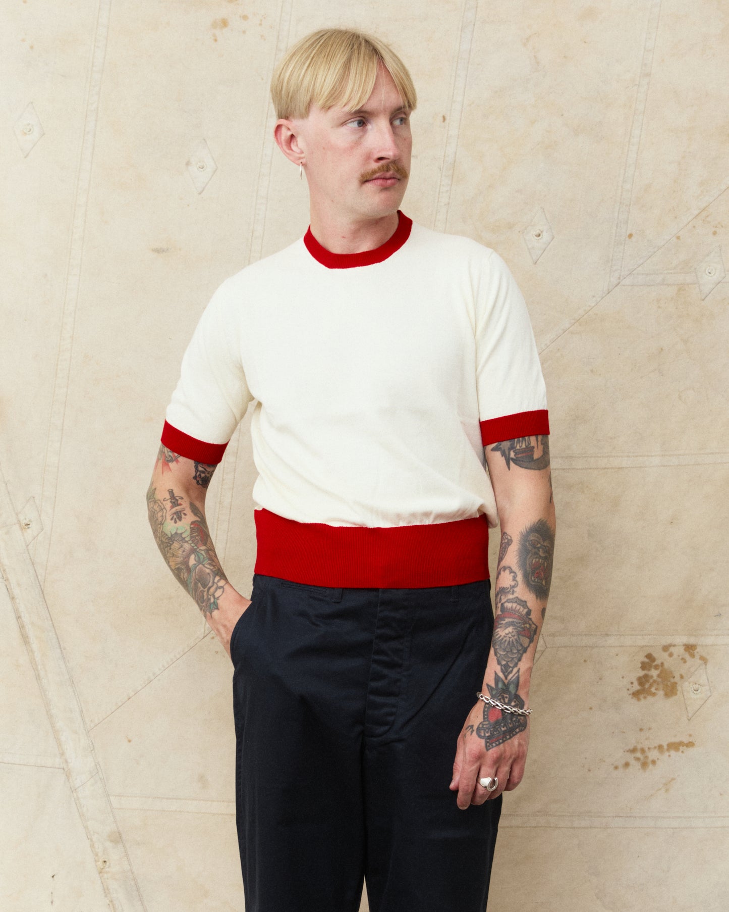 Bryceland's The Tailors Label ‘Skipper’ Tee Red/Cream