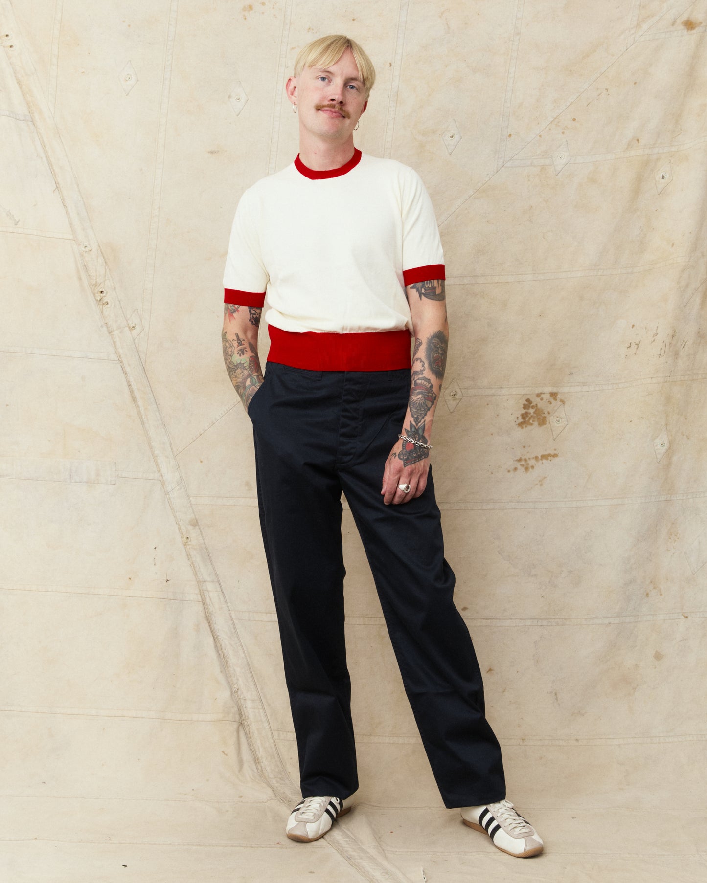 Bryceland's The Tailors Label ‘Skipper’ Tee Red/Cream