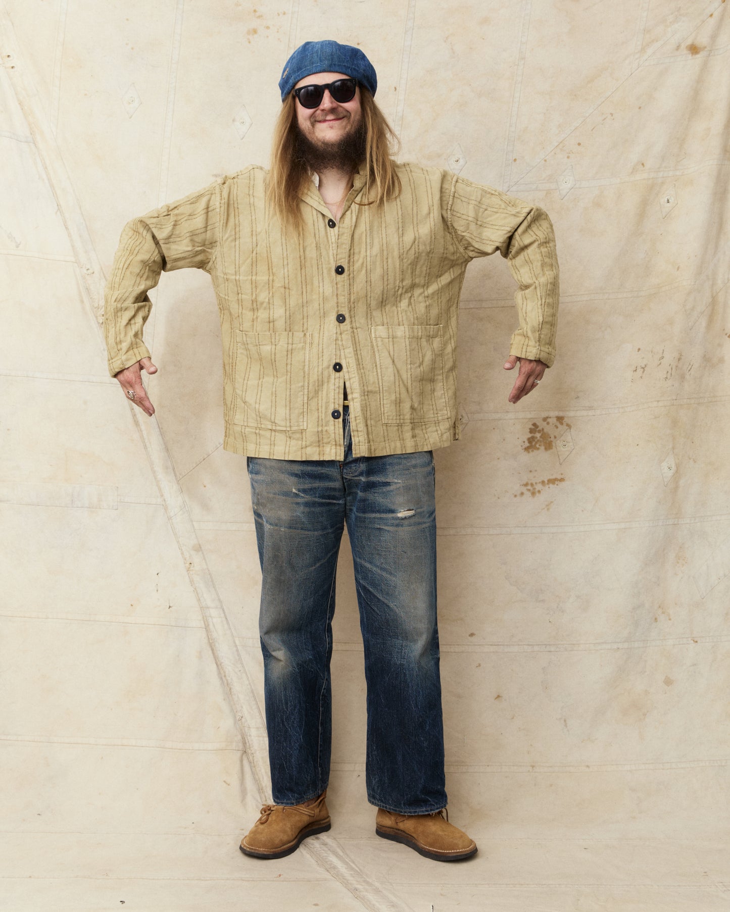 Tender Type 487 Isosceles Shirt Wool Stripe Cotton Tattersall Drab Weld Rinsed