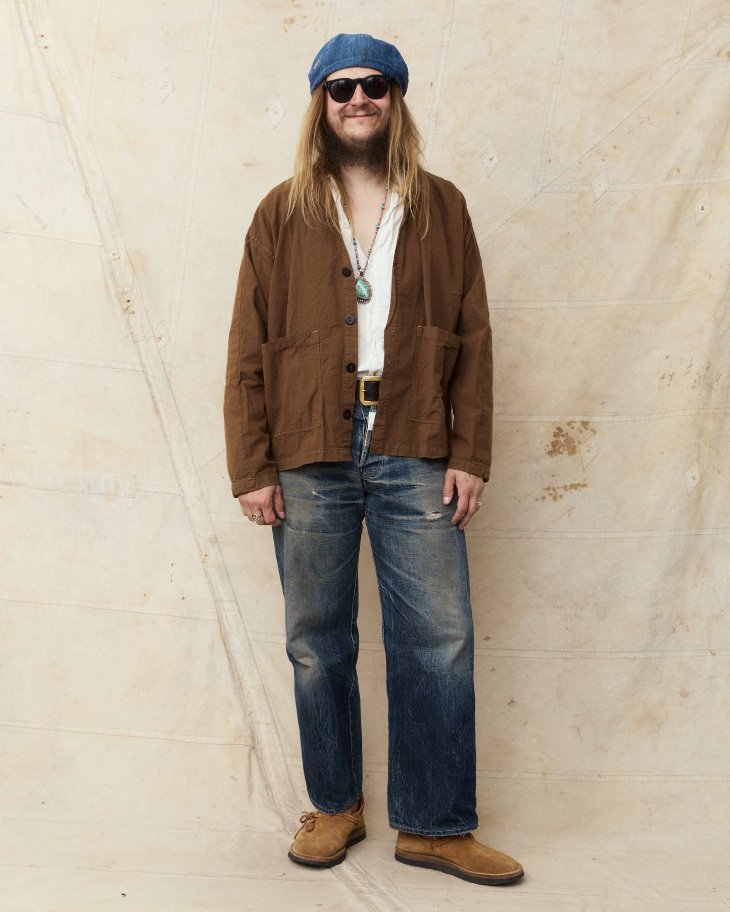 Tender Type 487 Isosceles Shirt Cotton Sheeting Brown Hat Rinsed
