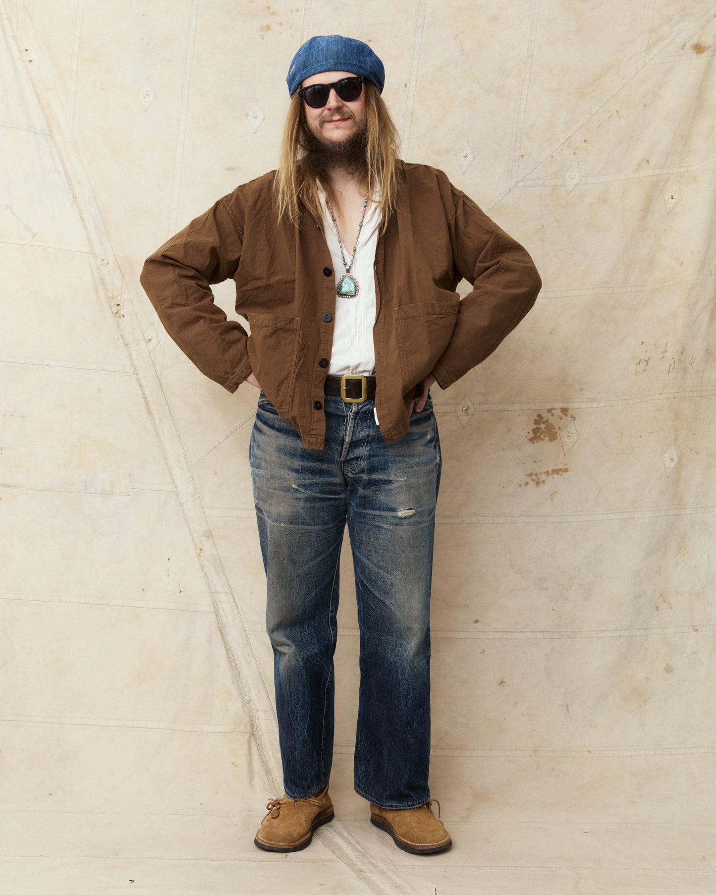 Tender Type 487 Isosceles Shirt Cotton Sheeting Brown Hat Rinsed