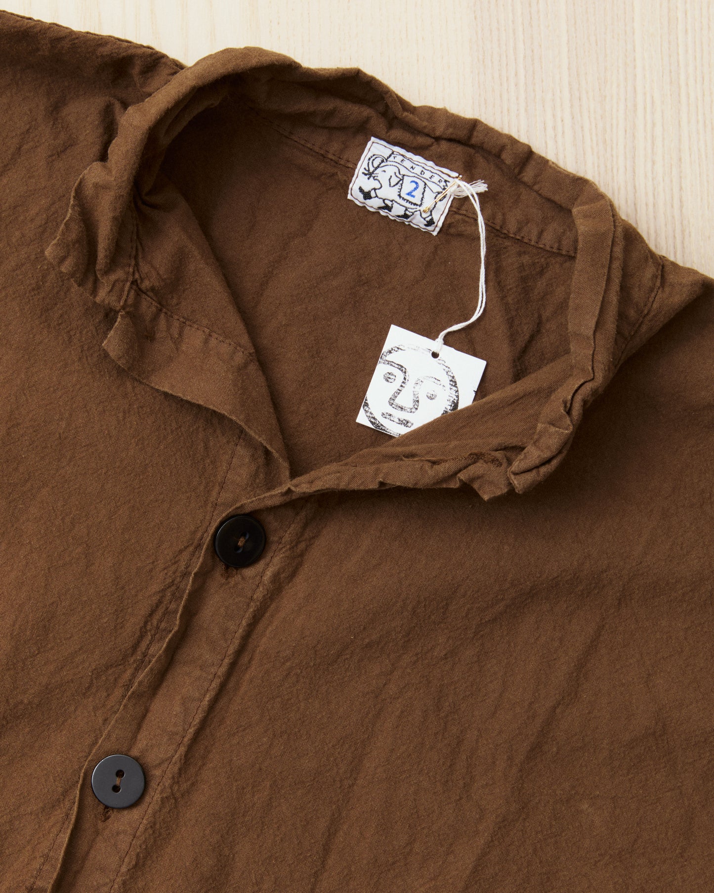 Tender Type 487 Isosceles Shirt Cotton Sheeting Brown Hat Rinsed