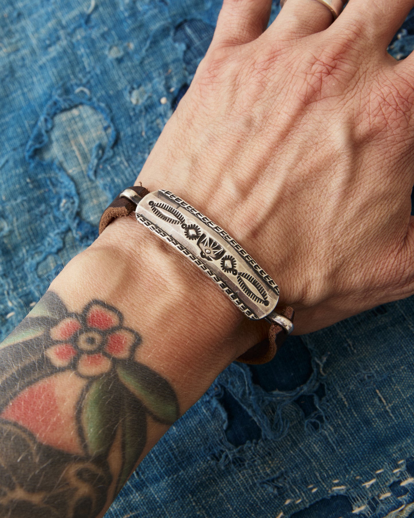 Tenable Crafts TC259 Silver & Leather Bracelet Thunderbird