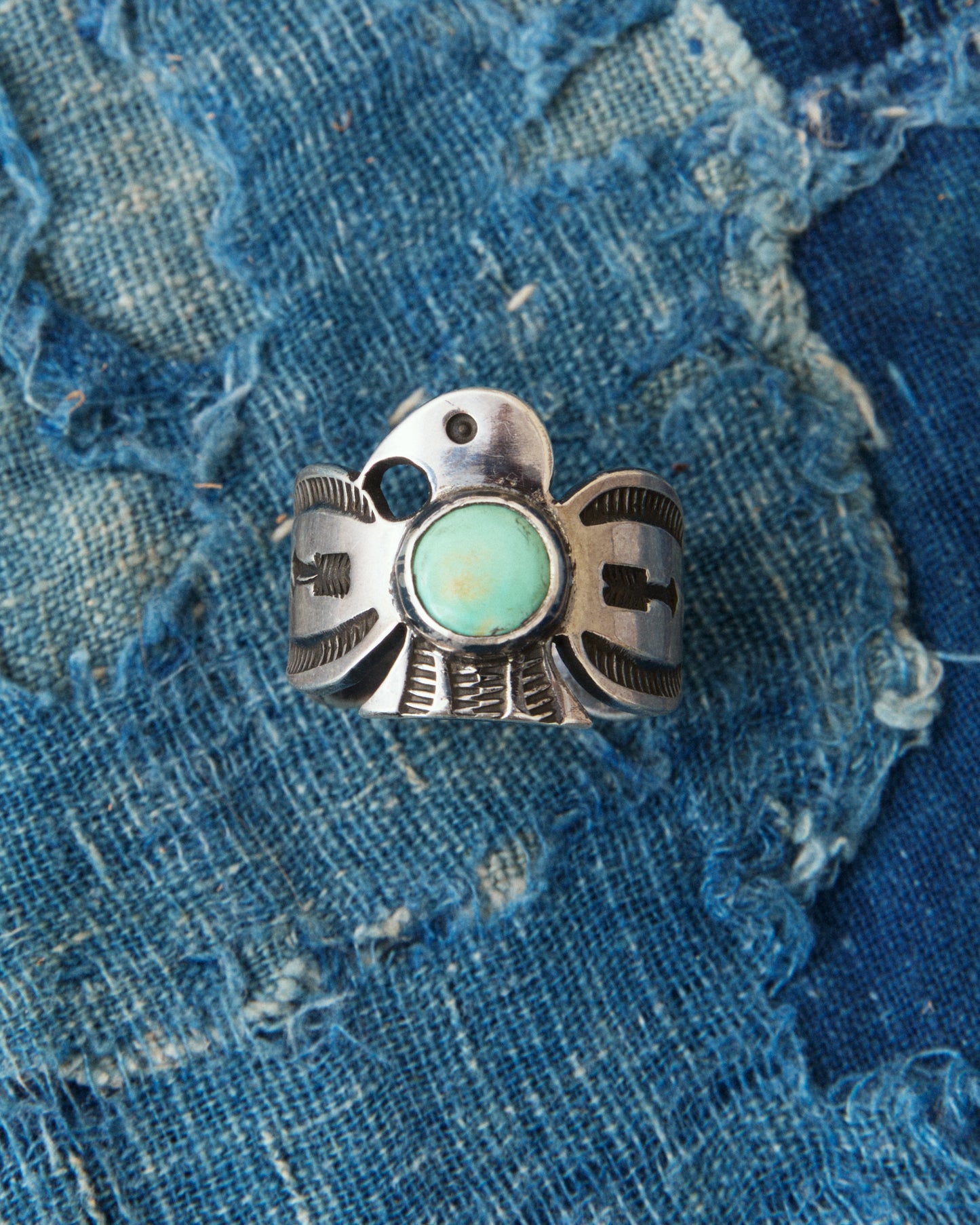 Tenable Crafts TC261 Silver & Turquoise Thunderbird Ring Size US 14