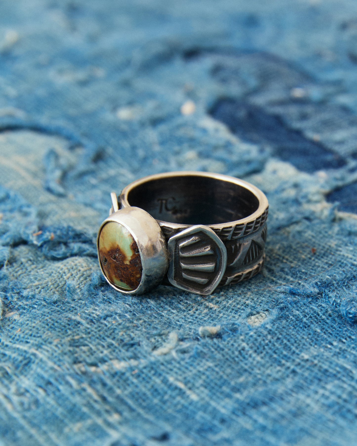 Tenable Crafts TC260 Silver & Turquoise Ring Size US 12