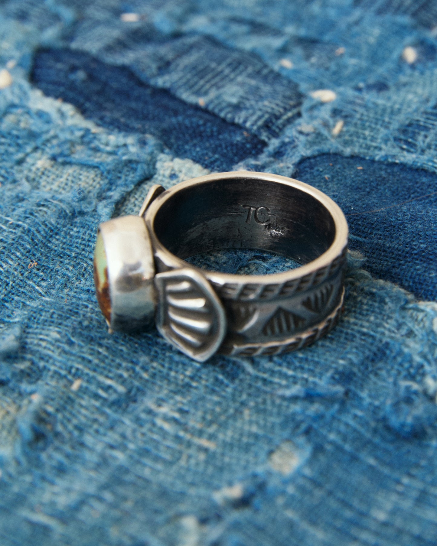 Tenable Crafts TC260 Silver & Turquoise Ring Size US 12