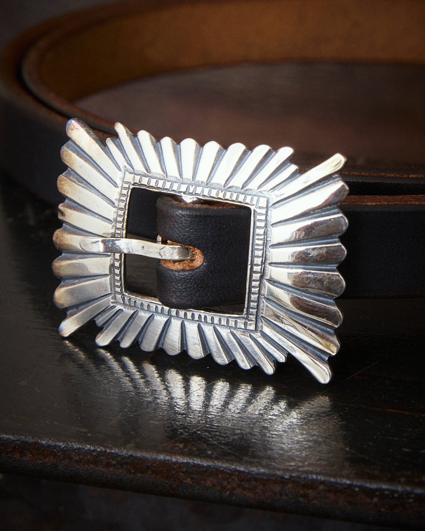 Larry Smith LT-0036-BK Sunrise Buckle Belt Black