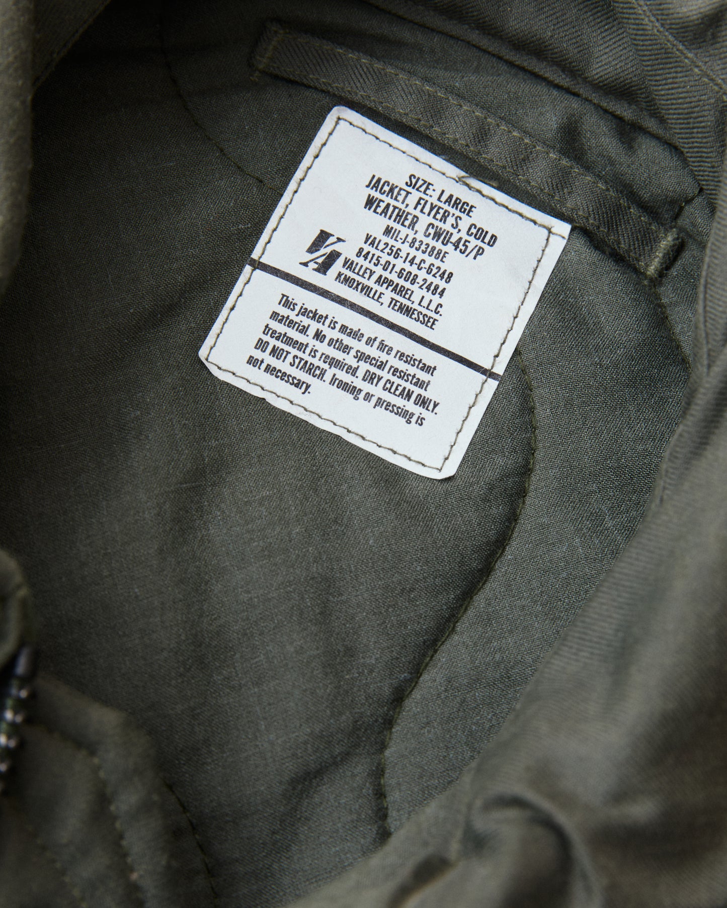 Second Hand Valley Apparel CWU-45 Cold Weather Flyers Jacket L