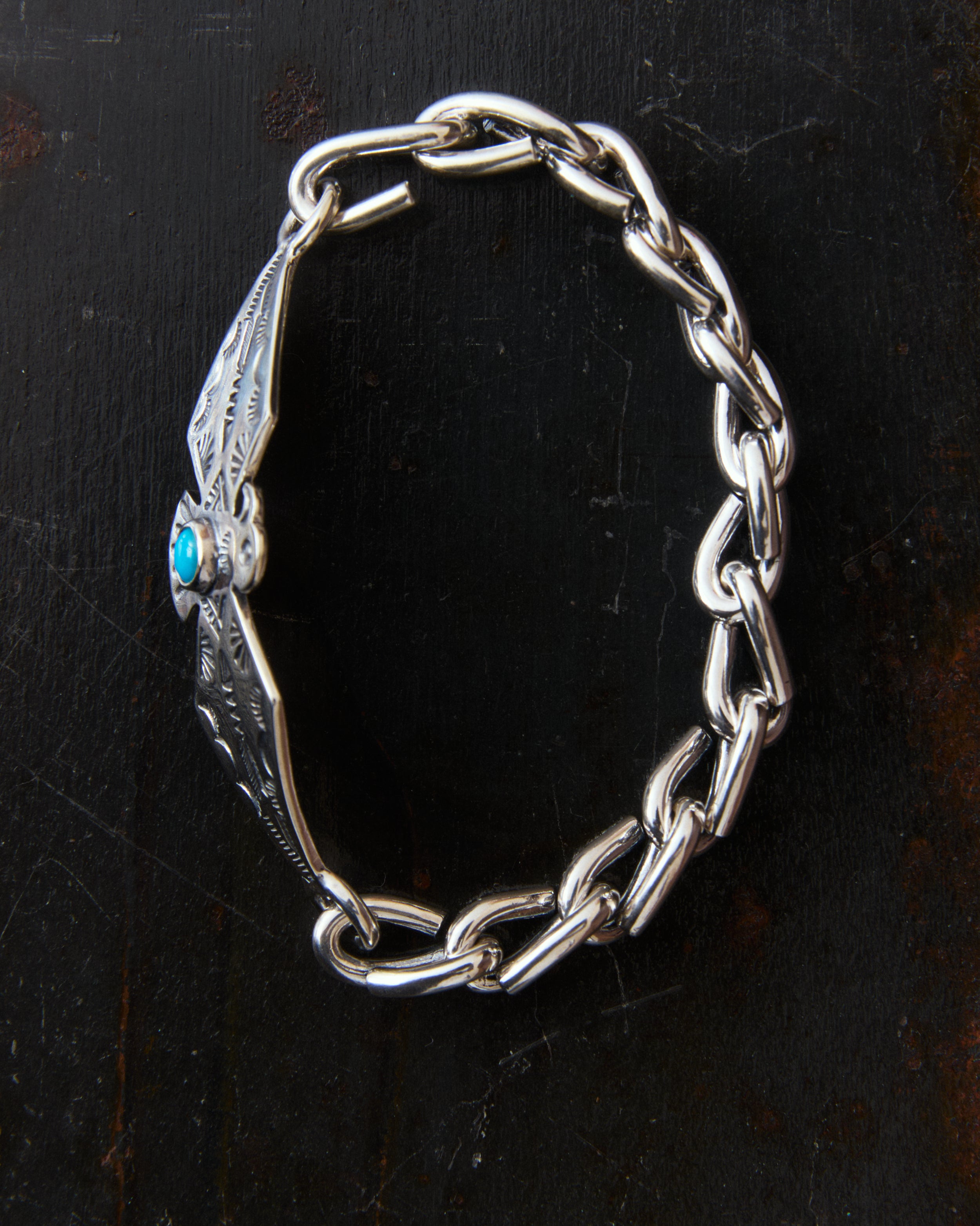 Larry Smith Thunderbird Chain Turquoise Bracelet BR-0099 – Second